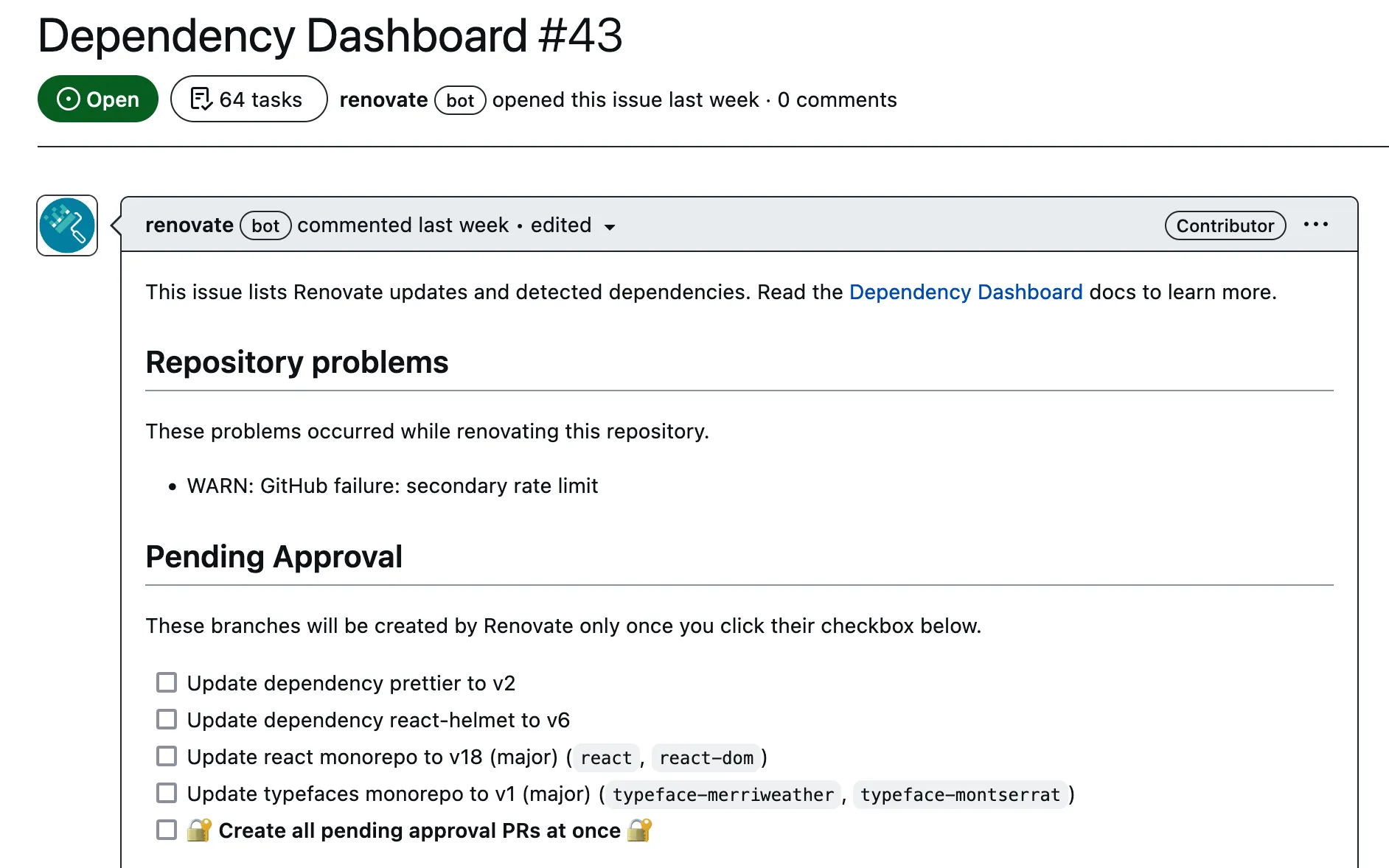 Dependency Dashboard