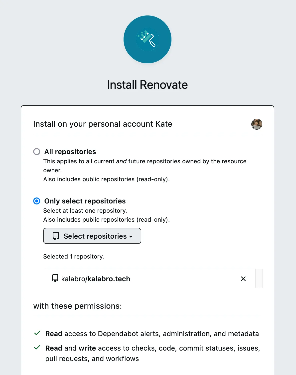 Install Renovate via GitHub App