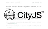 Cover image for article Bullet points from CityJS London 2025