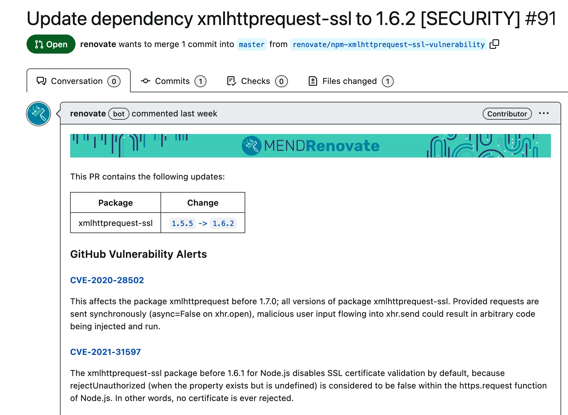 Vulnerability remediation PR